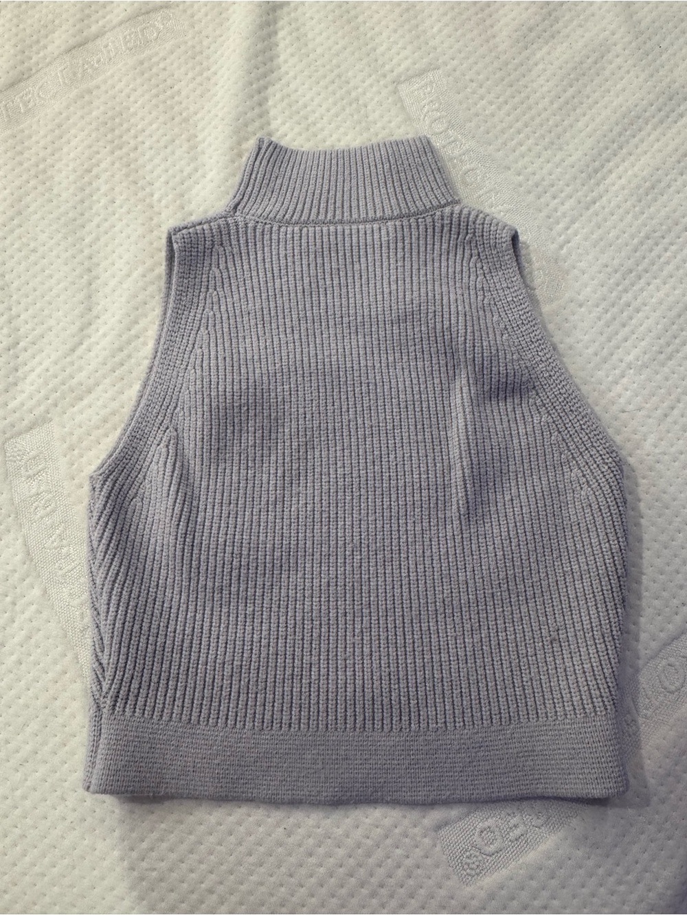 Zara Halter Ribbed Knit Mock Neck Cropped Top Lavender Sleeveless-Small